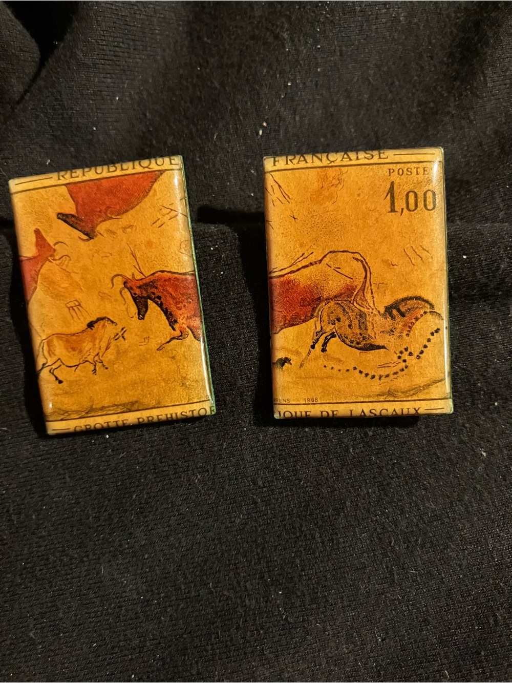 Vintage Lascaux Cave Art Stamp Earrings - Handmade